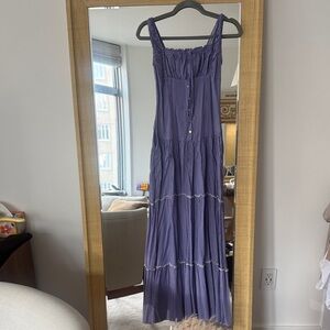 Frankie's Bikinis Blue Gingham Maxi Dress